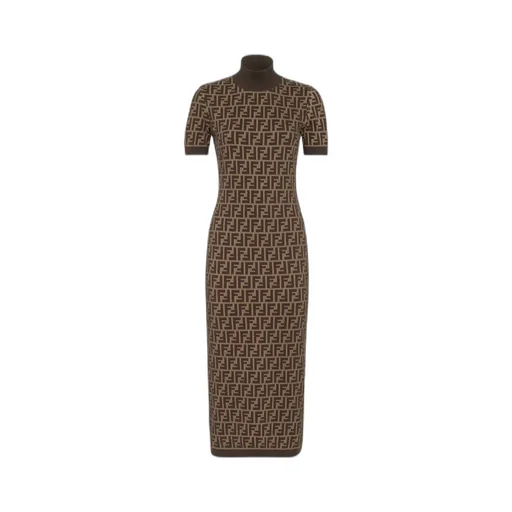 Ff Motif Knitted Midi Dress