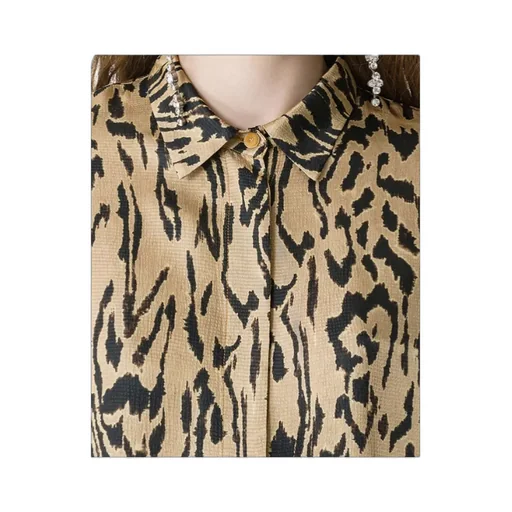 Oversized Satin Shirt With Print Design Moiré