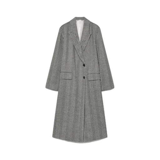 Wool Coat With Chevron Patterning