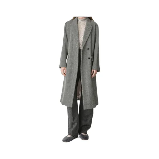 Wool Coat With Chevron Patterning