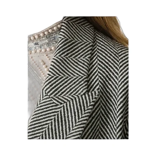 Wool Coat With Chevron Patterning