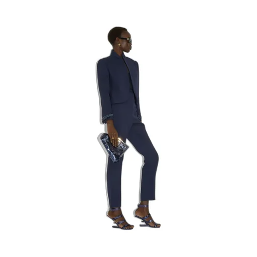 Trousers In Navy Blue Cady