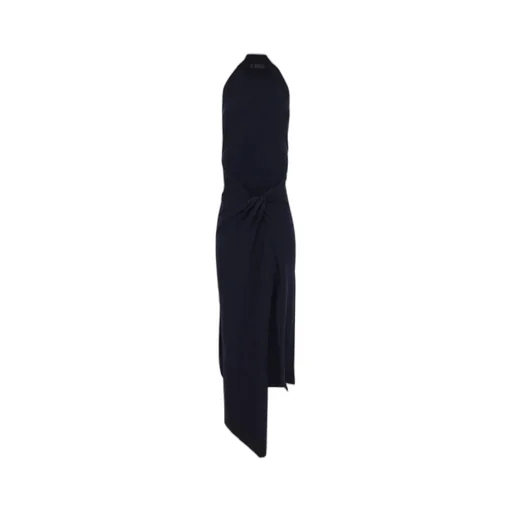 Open Back Asymmetric Knitted Maxi Dress