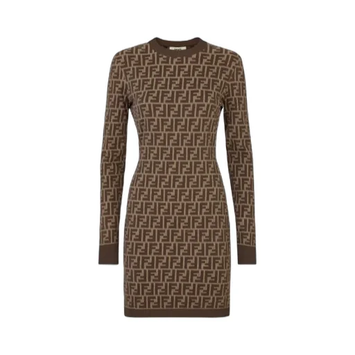 Monogrammed Long-Sleeve Dress