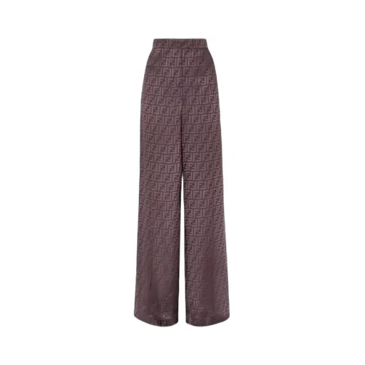Ff Jacquard High-Waist Straight-Leg Trousers