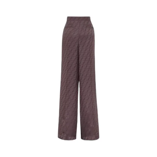 Ff Jacquard High-Waist Straight-Leg Trousers