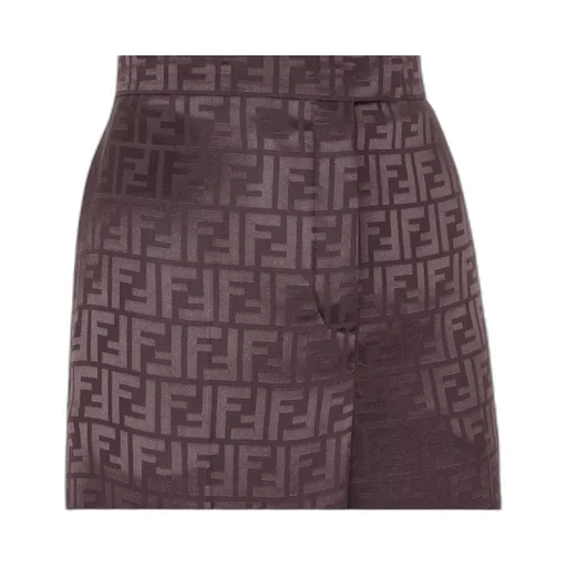Ff Jacquard High-Waist Straight-Leg Trousers