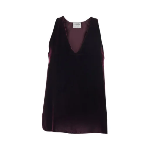 Sleeveless V-Neck Velvet Top