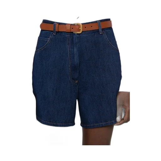 Belt-Loop Denim Shorts