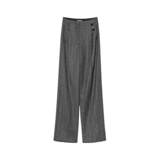 Herringbone Wide-Leg Pants