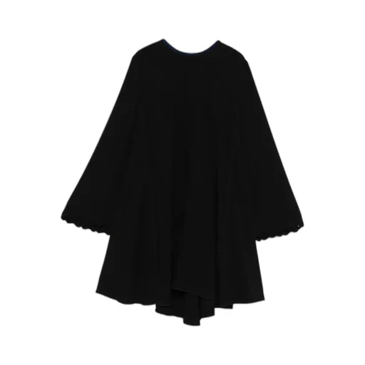 Scallop-Trimmed Flared Dress