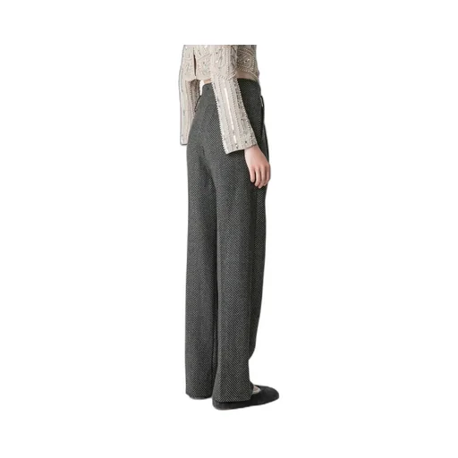 Herringbone Wide-Leg Pants