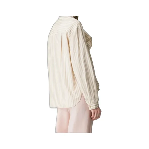 Taffeta Shirt With Striped Pattern And Detachable Bow Detail