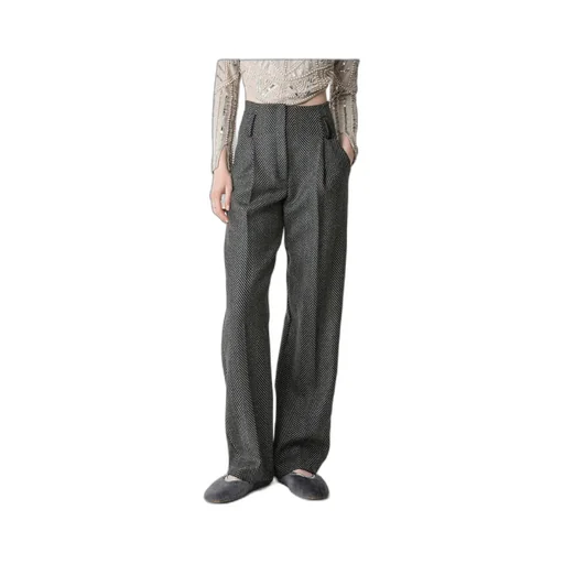 Herringbone Wide-Leg Pants