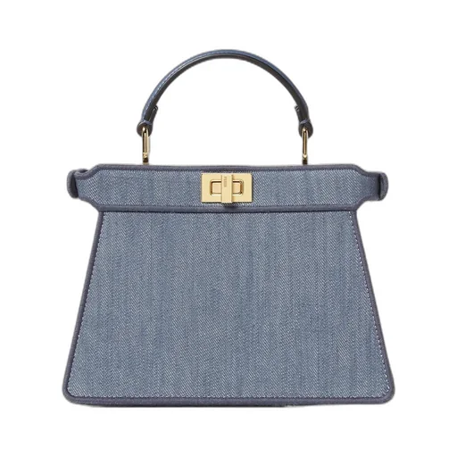 Denim Bag With Coral Bandana Embroidery