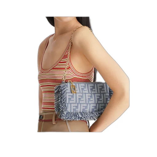 Baguette Ff Jacquard Fringed Pouch