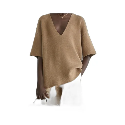 Dark Beige Cotton And Silk Sweater