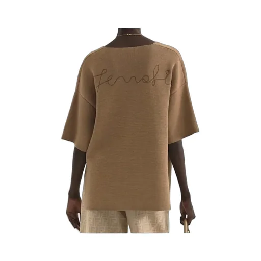 Dark Beige Cotton And Silk Sweater