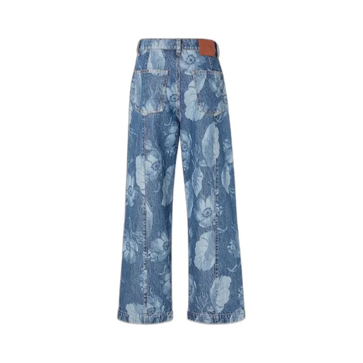 Floral Printed Straight-Leg Long Jeans