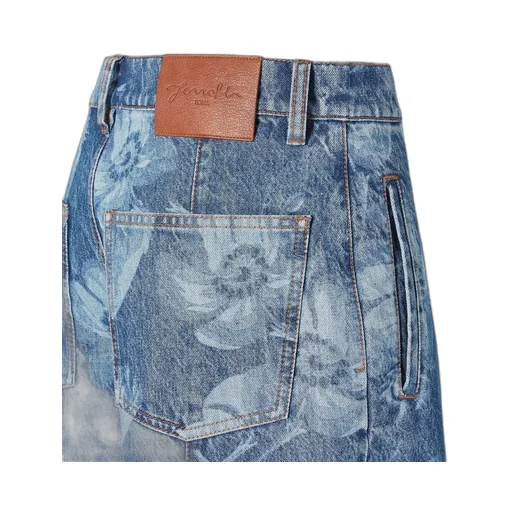 Floral Printed Straight-Leg Long Jeans