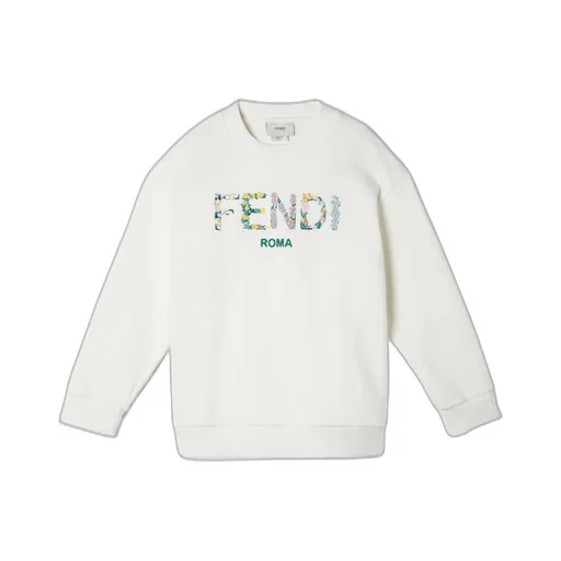 White Cotton Junior Sweatshirt With Embroidery