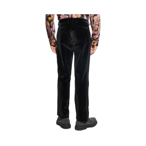 Side Stripe Detailed Velvet Evening Trousers