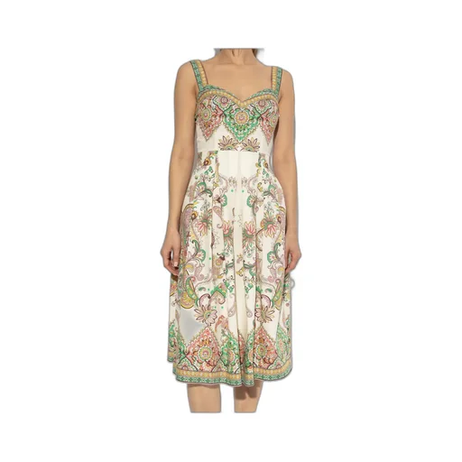 Pleated Printed Midi Dress