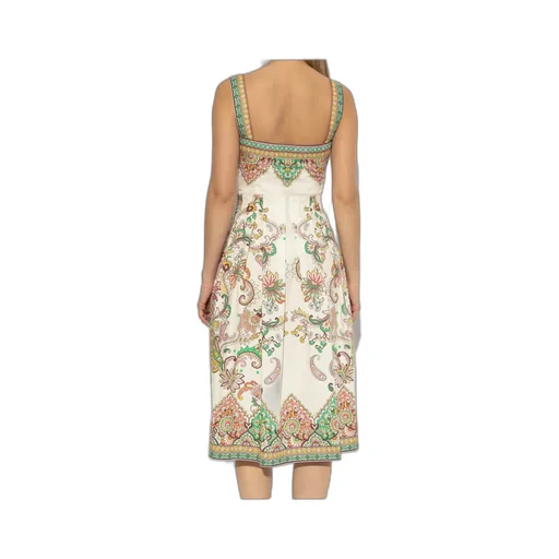 Pleated Printed Midi Dress