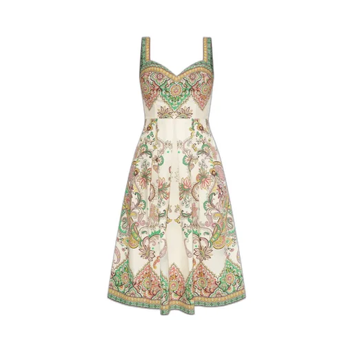 Pleated Printed Midi Dress