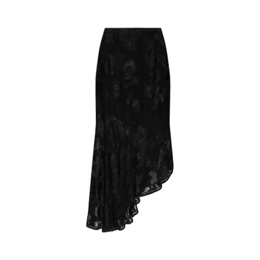 Semi-Sheer Asymmetric Chiffon Maxi Skirt