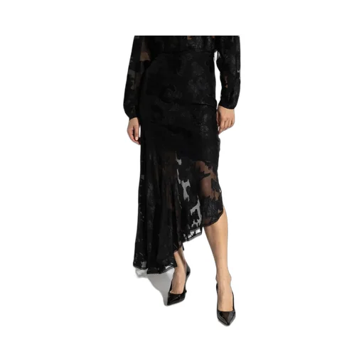 Semi-Sheer Asymmetric Chiffon Maxi Skirt