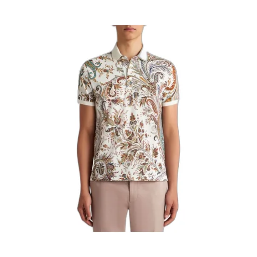 Paisley Printed Short-Sleeved Polo Shirt