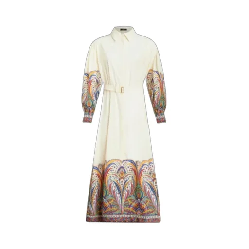 Paisley Printed Belted Shirt Dress
