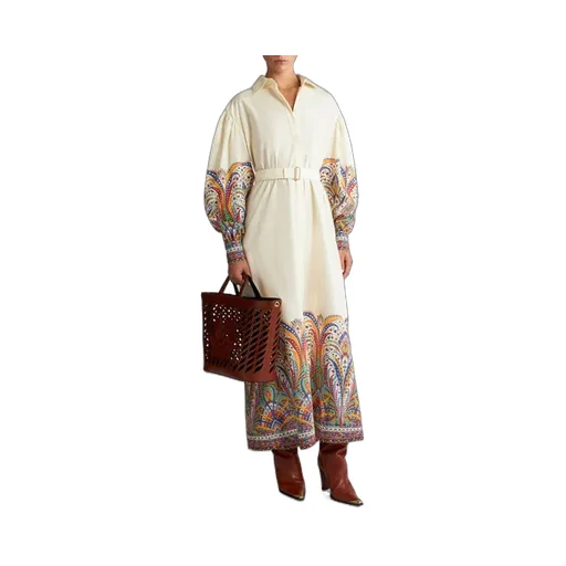 Paisley Printed Belted Shirt Dress