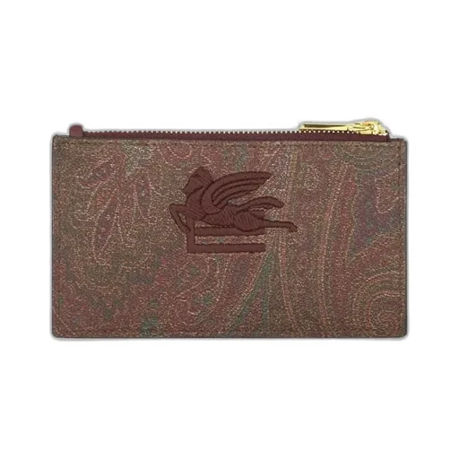 Logo Embroidered Paisley Print Card Holder