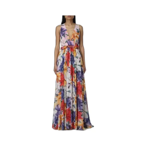 Floral-Print Silk Dress