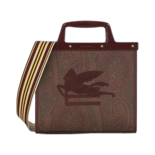 Logo Embroidered Paisley Tote Bag