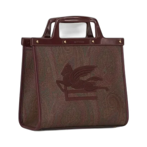 Logo Embroidered Paisley Tote Bag