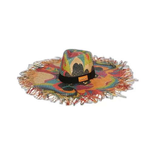 Floral Straw Hat With Micro Studs