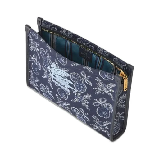 Logo Embroidered Floral Jacquard Clutch Bag
