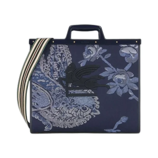 Floral Jacquard Logo Detailed Tote Bag