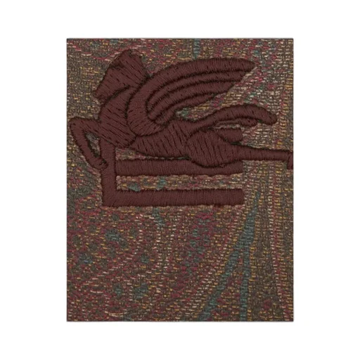 Logo Embroidered Paisley Print Card Holder