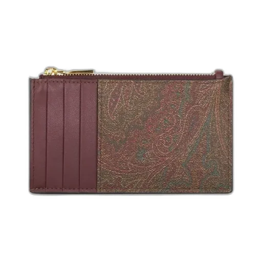 Logo Embroidered Paisley Print Card Holder
