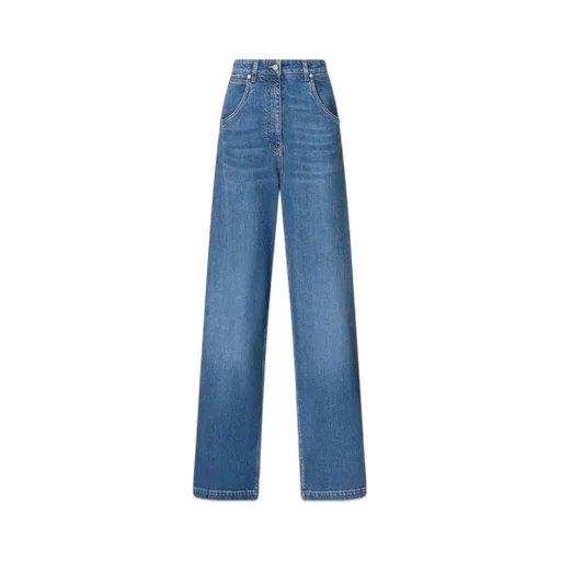 Logo Embroidered Wide-Leg Jeans