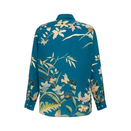 Floral Print Collared Button-Up Shirt