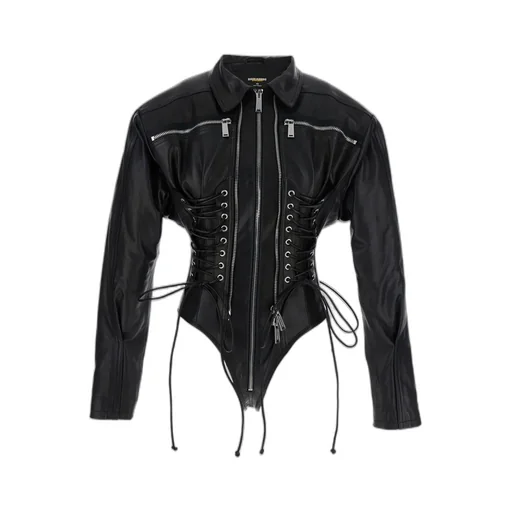 X Ducati Laced Leather Biker Bodysuit