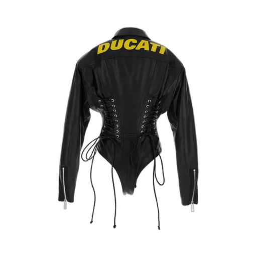 X Ducati Laced Leather Biker Bodysuit