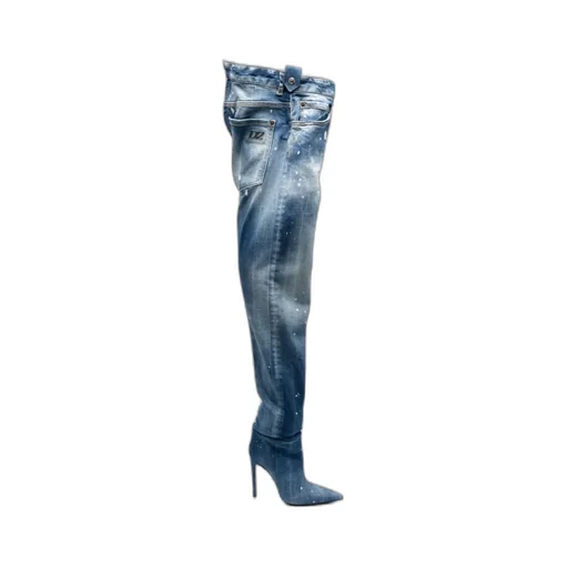 Heeled Denim Boots