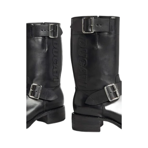 X Ducati Buckle Strap Biker Boots
