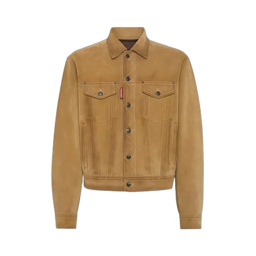Leather Button-Fastening Jacket